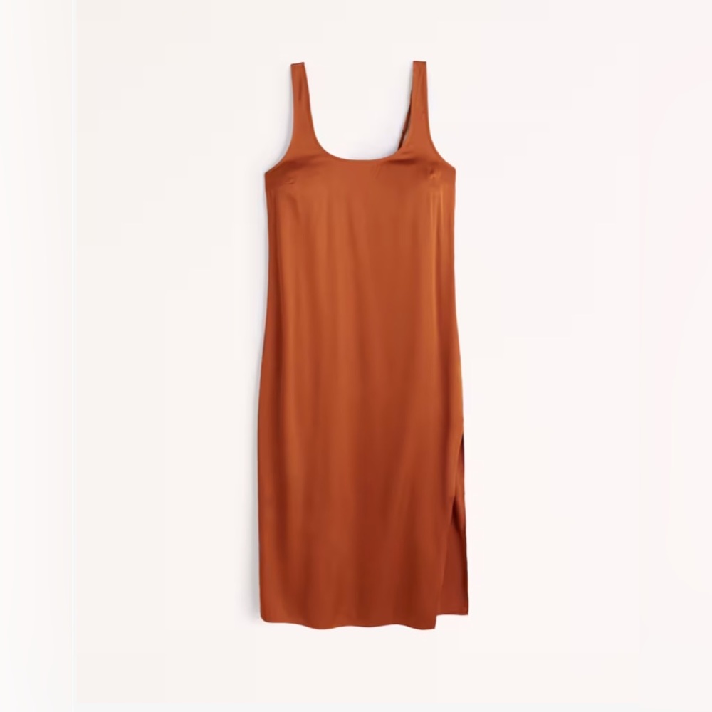 A&F copper satin slip dress